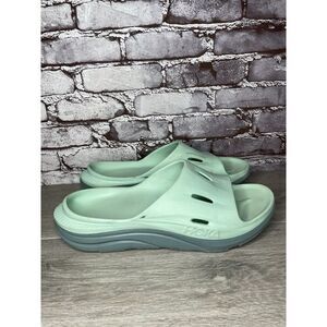 Hoka Ora Recovery Slides 3 Mist Green Trellis Slides Sandals Men Sz 12M US/45EU